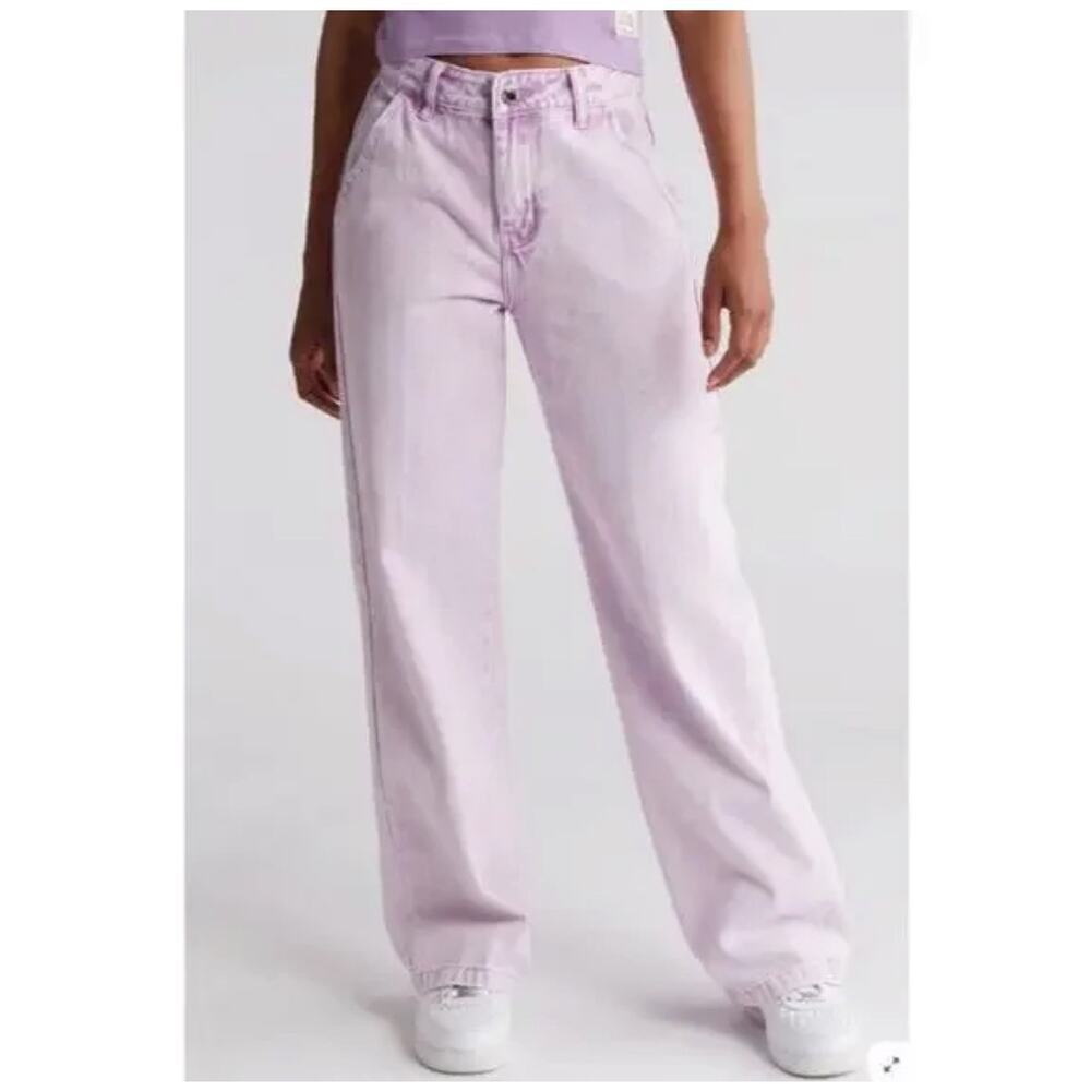 Flying Angel Women’s Wide Leg Jeans 9/29 Lilac Purple Acid Wash Denim Y2K Style